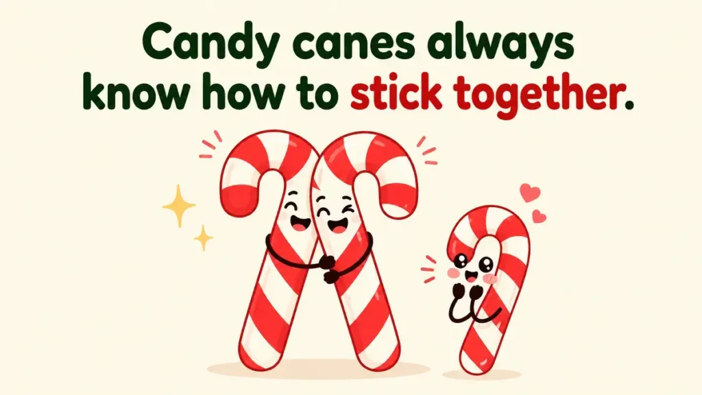 Candy canes always know how to stick together.