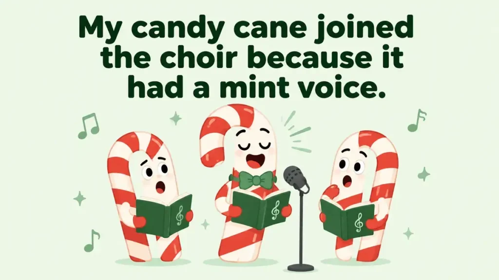 My candy cane joined the choir because it had a mint voice.