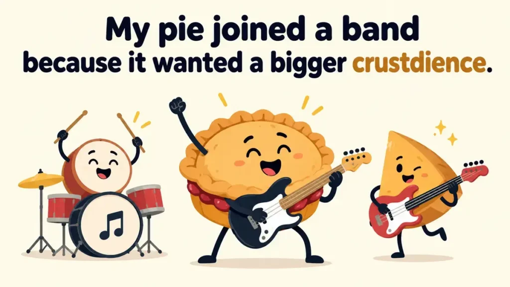 My pie joined a band because it wanted a bigger crustdience.