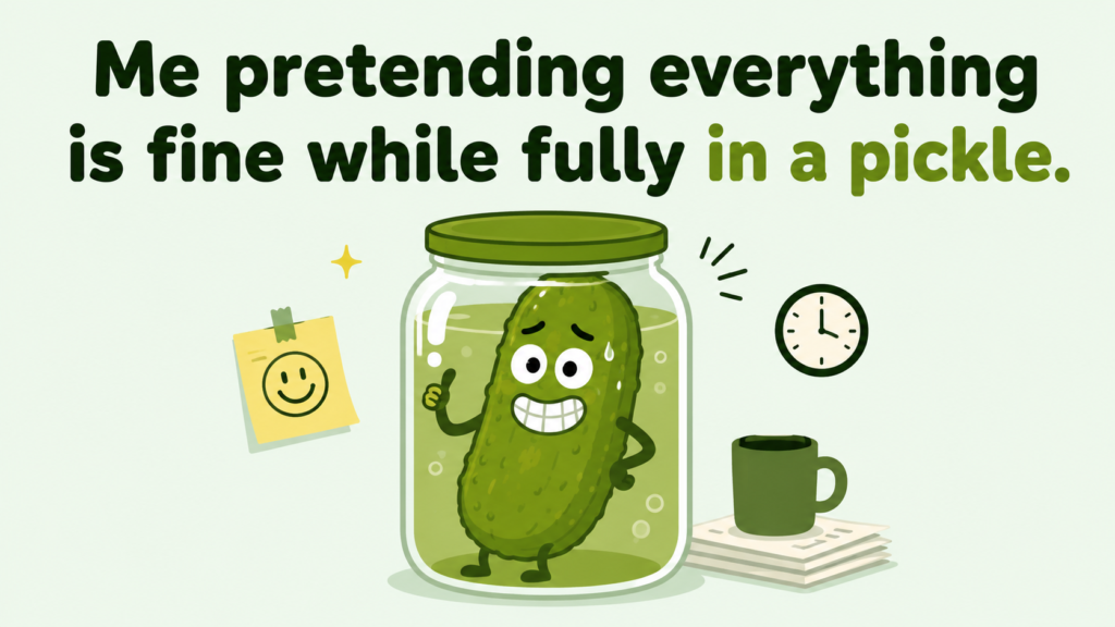 me-pretending-everything-is-fine-while-fully-in-a-pickle
